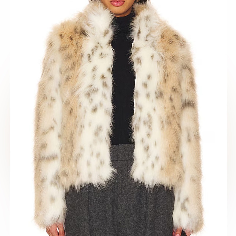 Elegant Faux Fur Jacket - Cream and Brown
